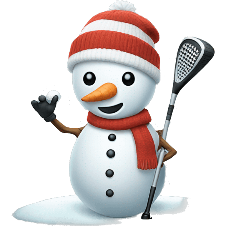 Snowman holding golf club emoji