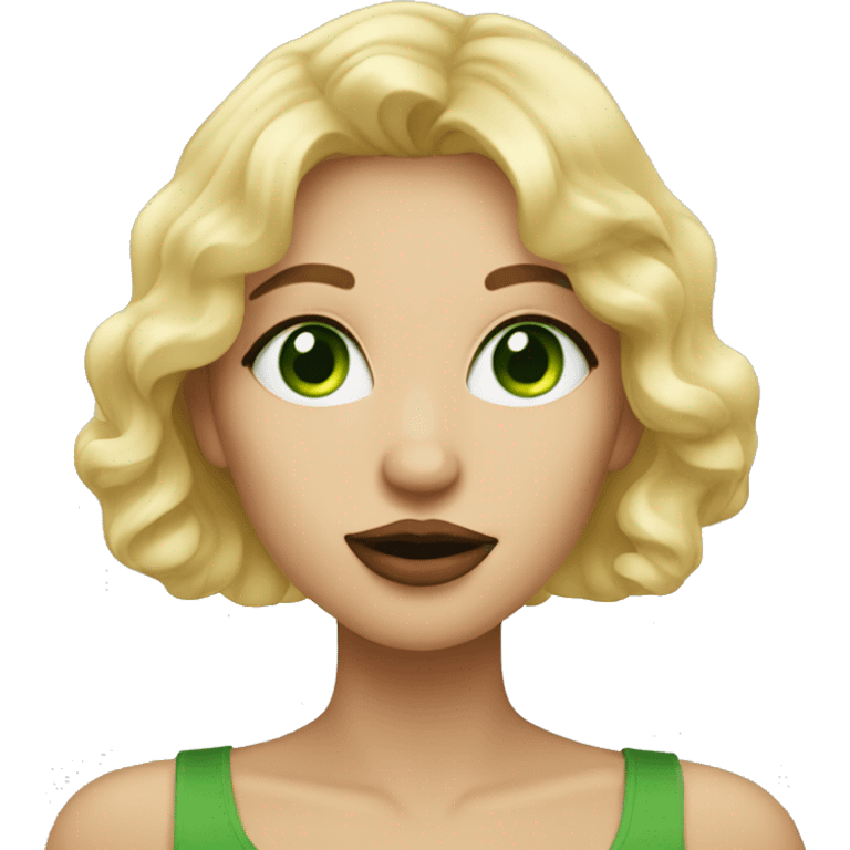 Blonde woman with green eyes sending kisses emoji