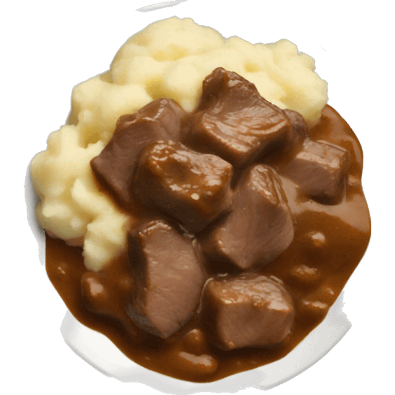 beef tips and gravy over mashed potatoes emoji