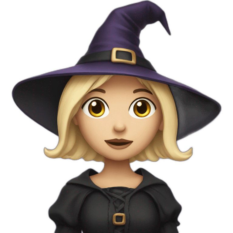 a little blondie with short hair and dressed as a witch emoji