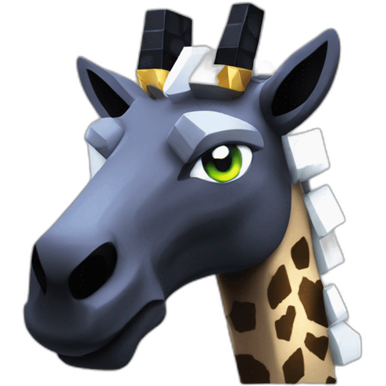 Minecraft Black Jiraffe Head With Diamond Unicorn Horn and Lazer Eyes emoji