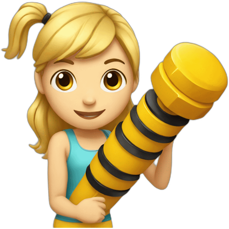 Honey bee girl with dumbbell emoji