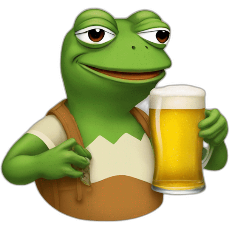 Pepe frog with a beer emoji