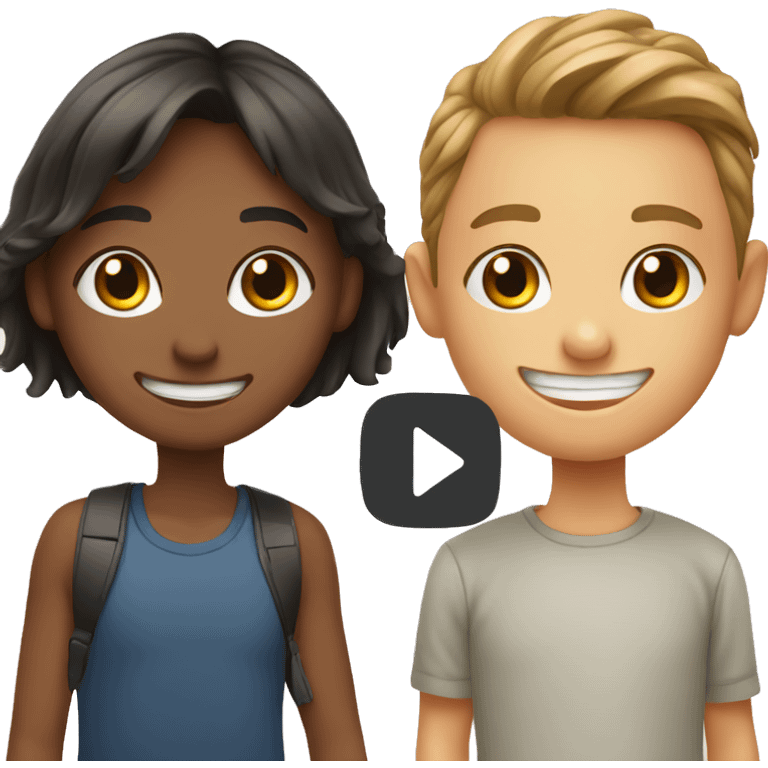 smiling girl and boy selfie emoji