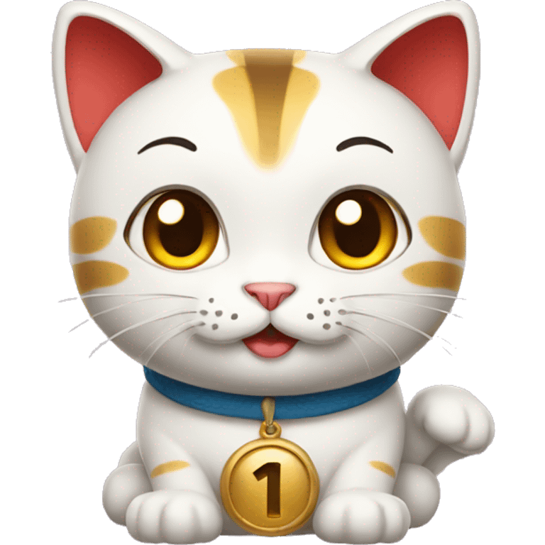 lucky cat with the number thirteen emoji