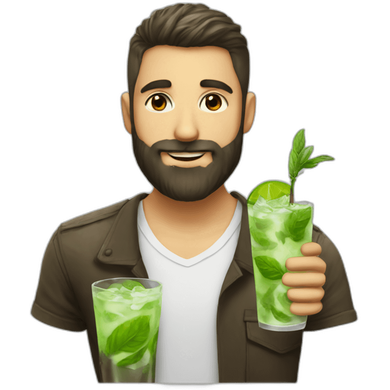 beard hair shaved boy with beard and with mojito emoji