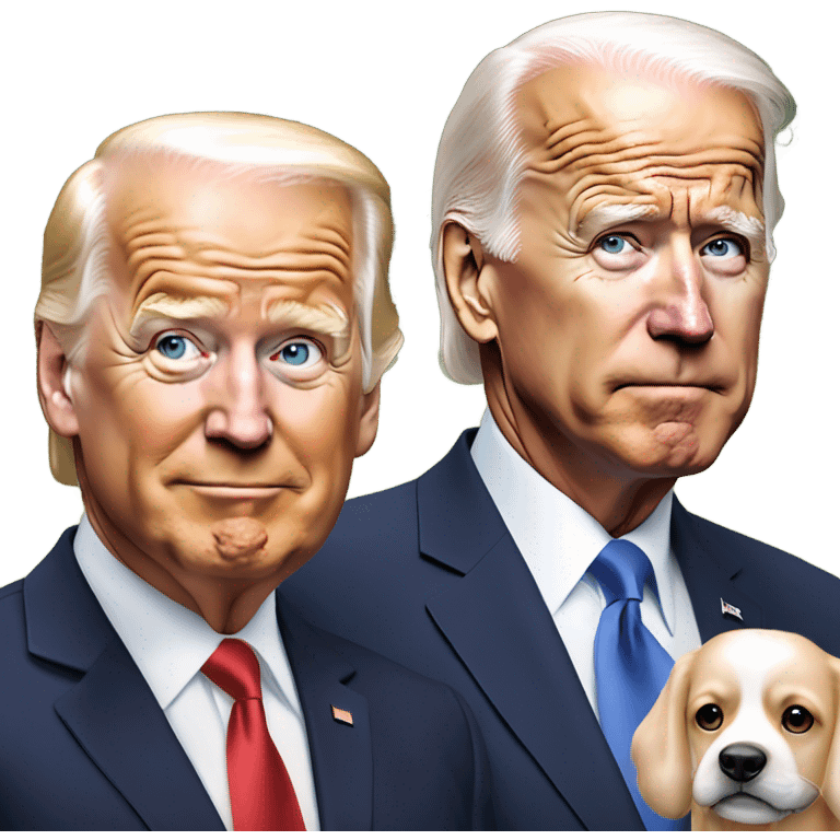 trump and biden walking dogs emoji