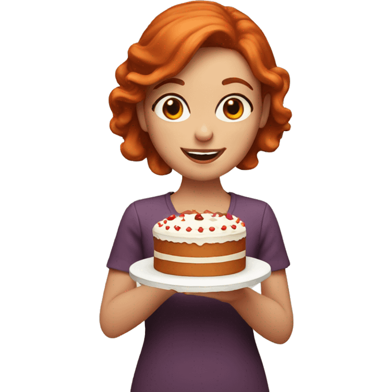 Redhead holding cake  emoji