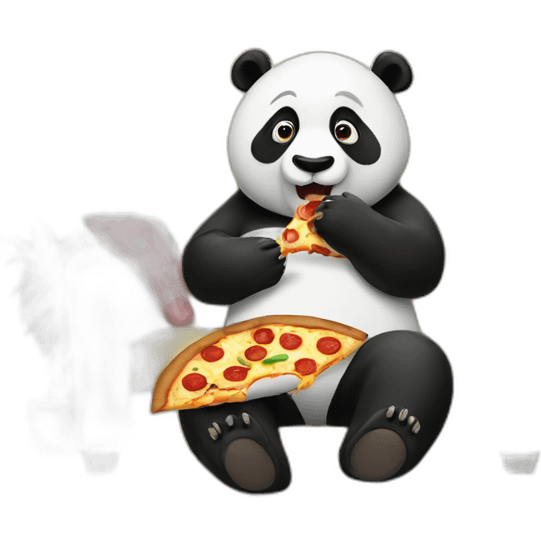 Panda eating slice of pizza and watching tv emoji