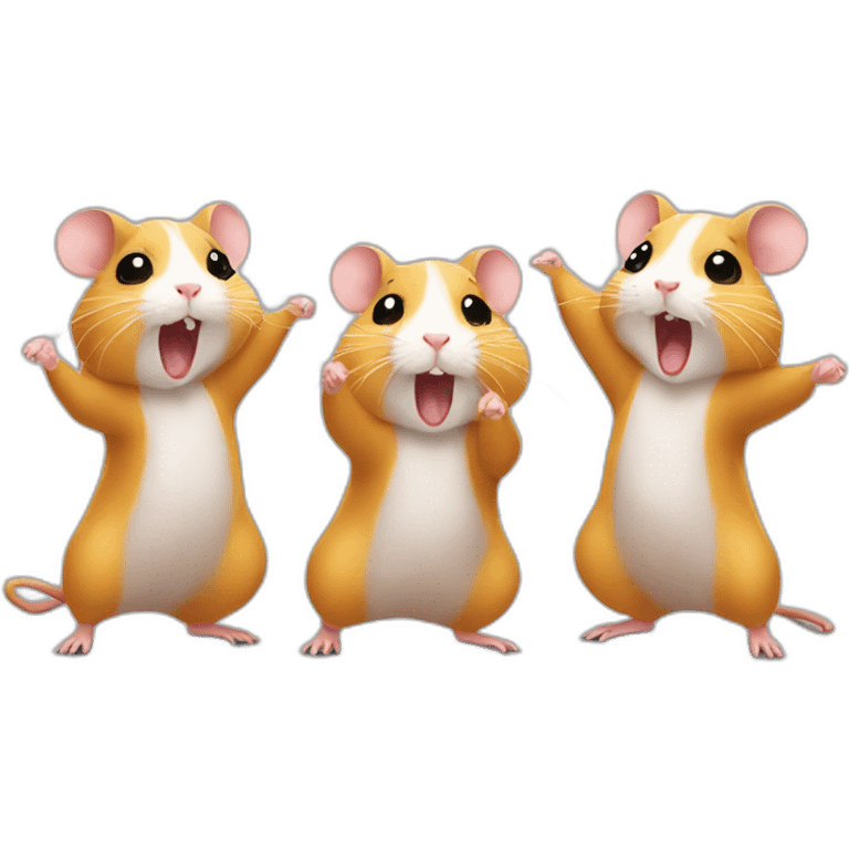 Three hamsters in a dance battle emoji