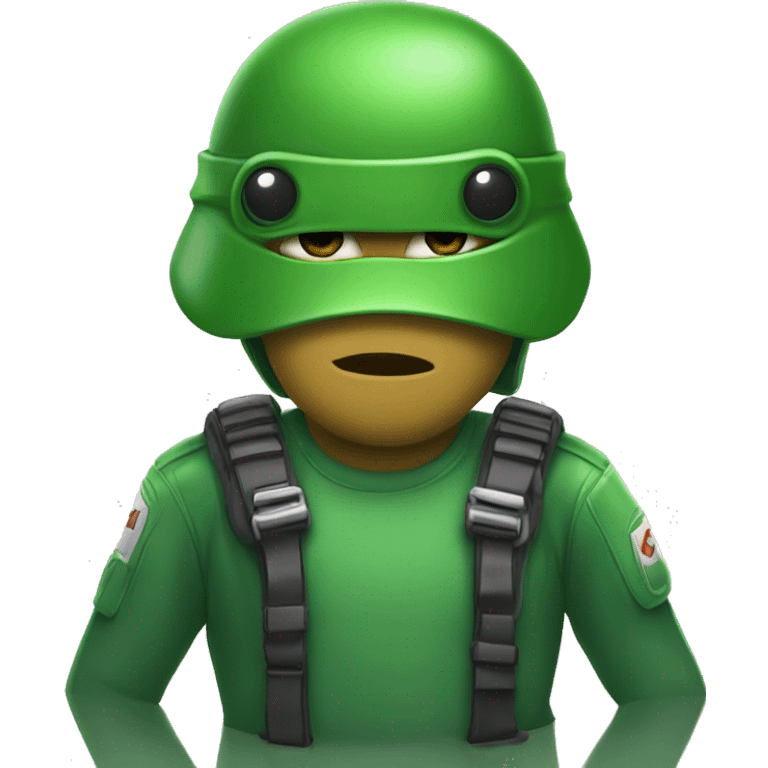 sapo com um capacete  verde emoji