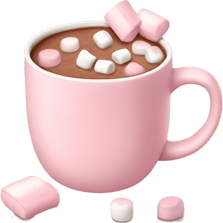 Light Pink mug of hot chocolate with marshmallows  emoji