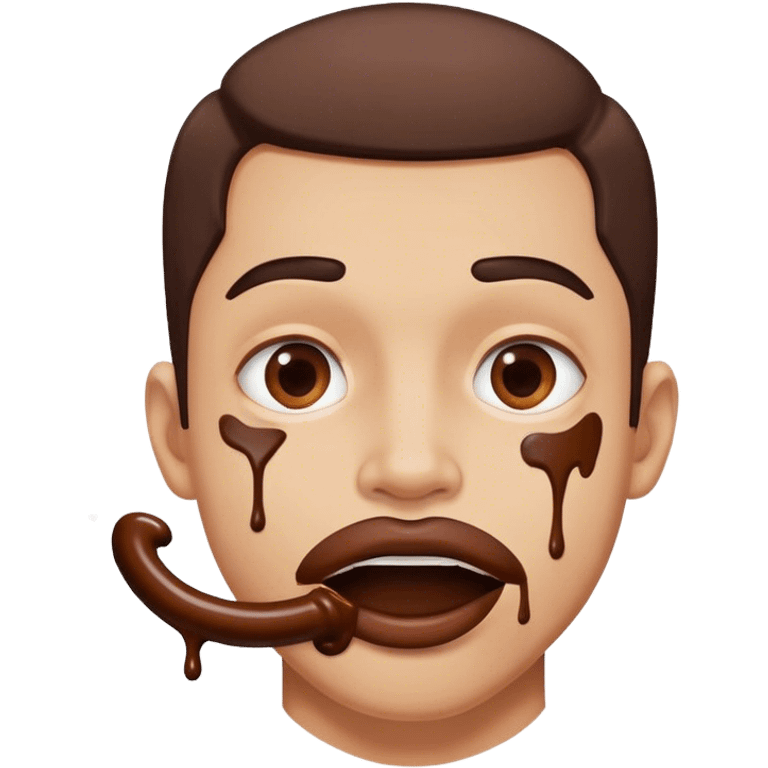 man with chocolate stain around mouth emoji