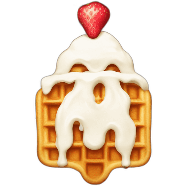 Waffle with strawberry and whip cream  emoji