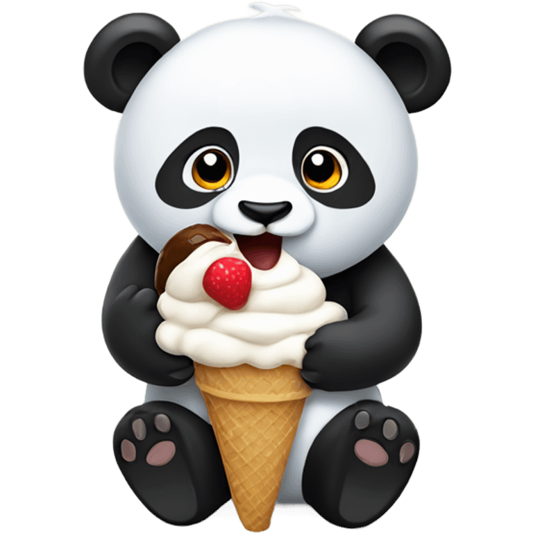 Panda eating ice cream emoji