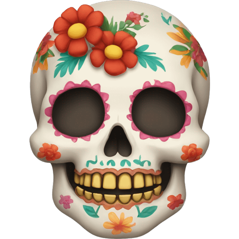 Skull with flowers and Mexican themed  emoji