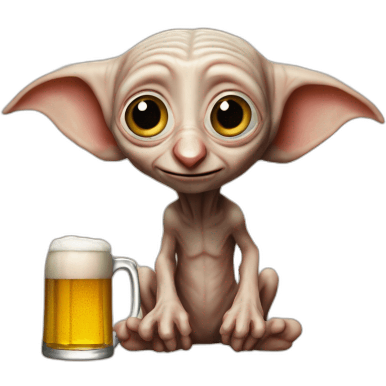 Dobby qui boit une bière  emoji