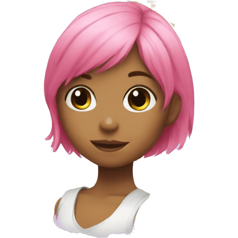 Girl, pink hair, and a pineapple  emoji