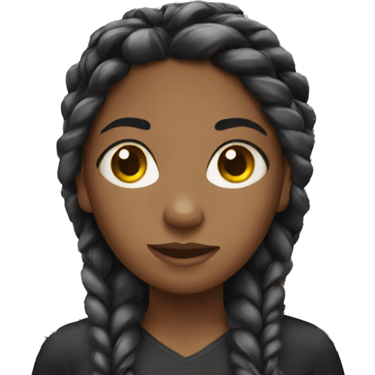 black girl with long braids emoji