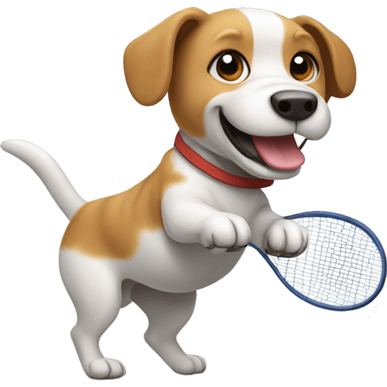 Dog playing Badminton  emoji