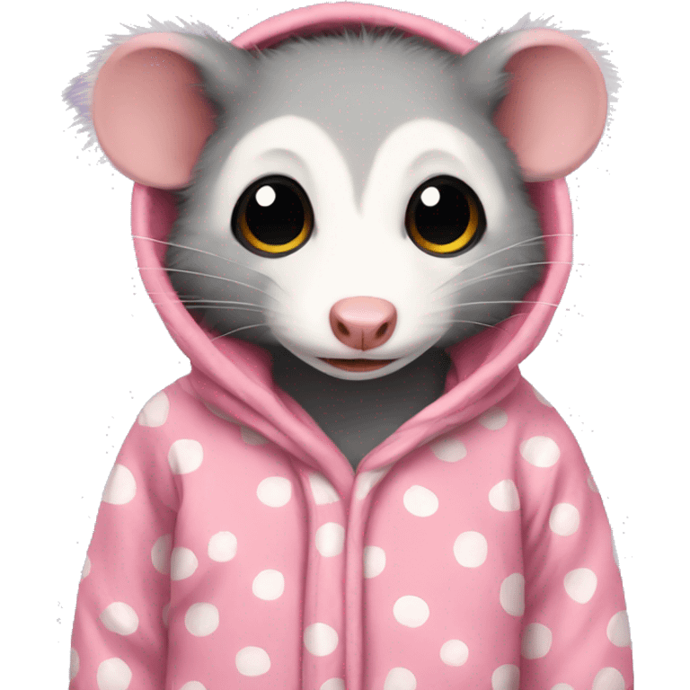 Opossum wearing pajamas emoji