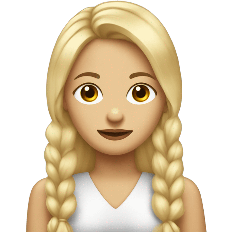 Mujer rubia con flequillo ojos marrones pensando en viajes auto tejidos ropa  emoji