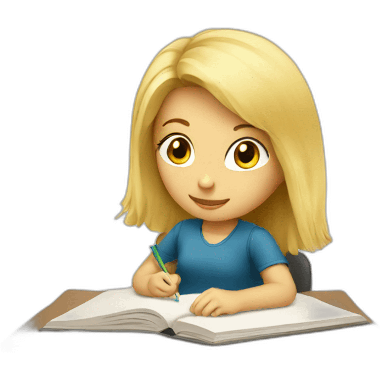 blonde girl studying emoji