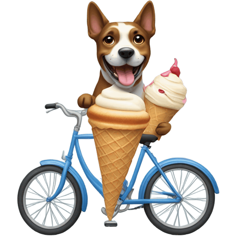 Dog eating icecream on a bike  emoji