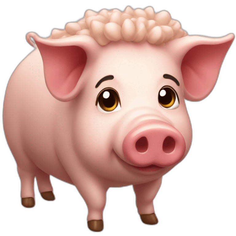 cochon avec cheveux long emoji