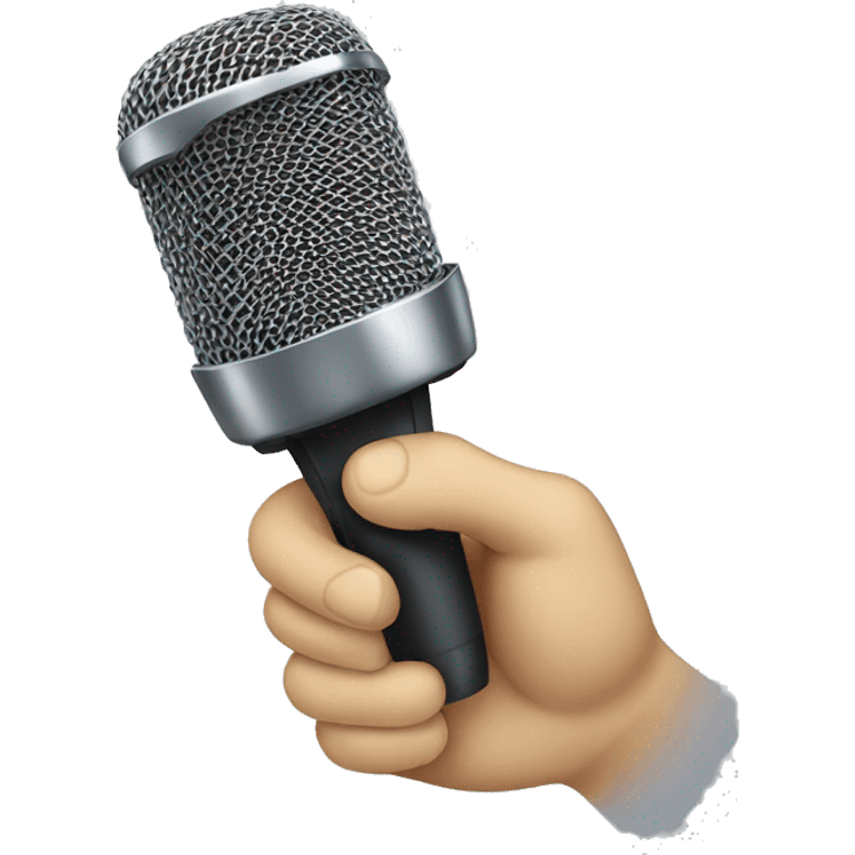 hand with microphone, is letting microphone fall down emoji