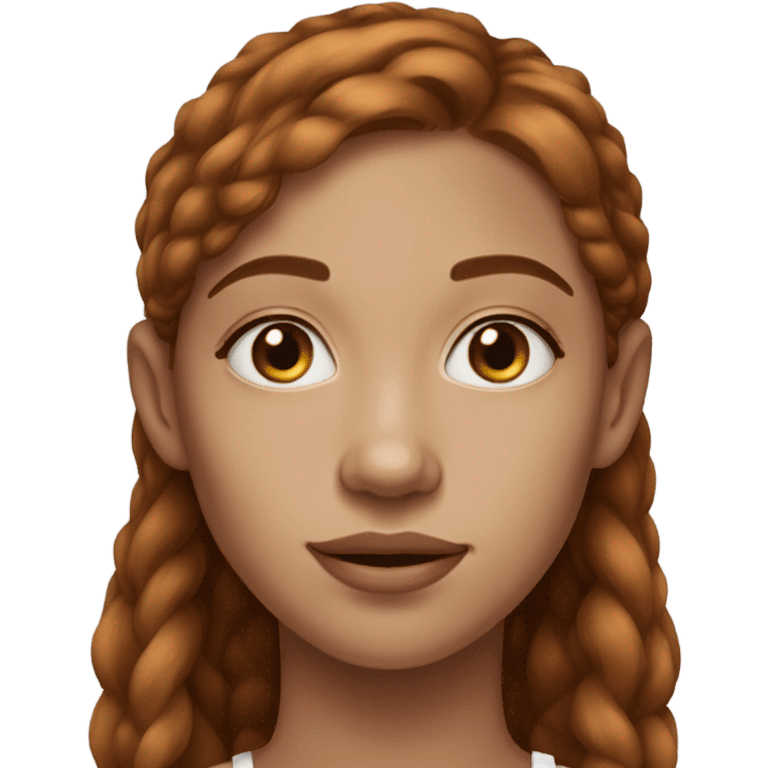 Thin pale 20 year old woman with auburn hair and brown eyes with a gold nose ring and gold hoop earrings  emoji