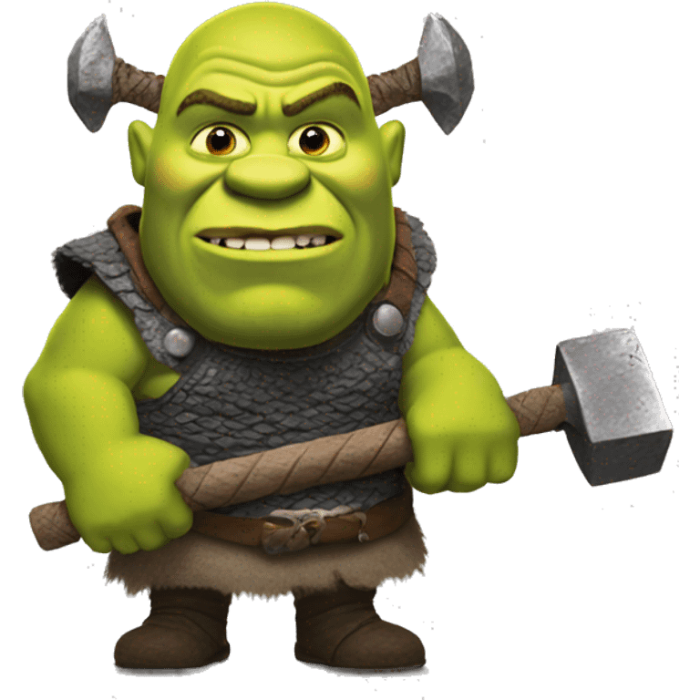 Shrek with thors hammer emoji