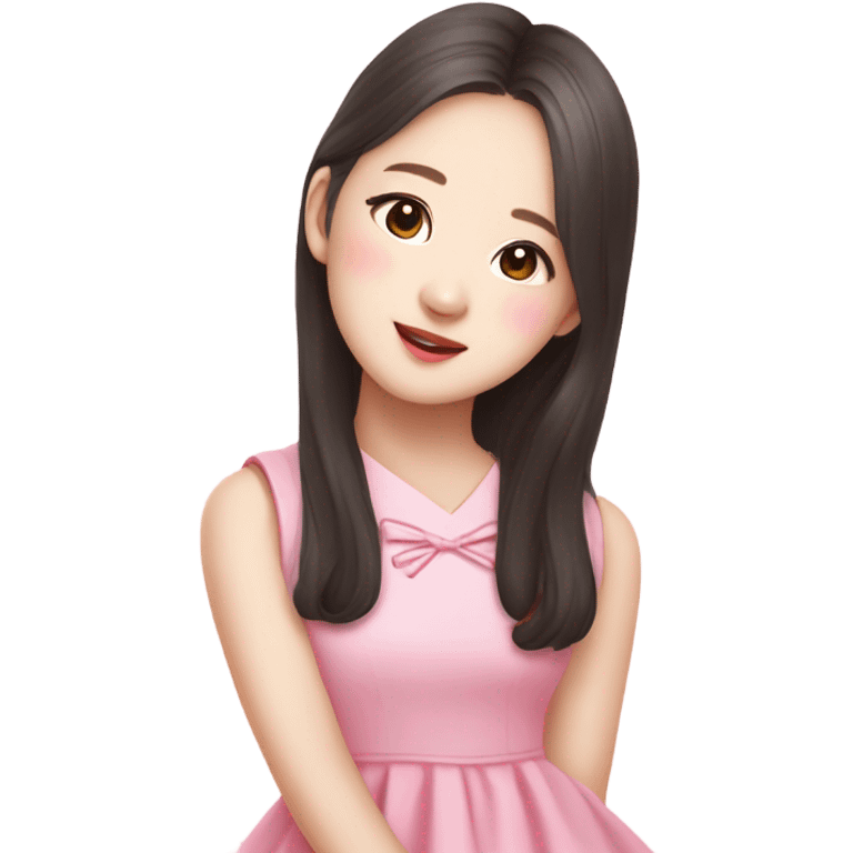 Jang wonyoung asian kpop cute girl wearing pink dress emoji