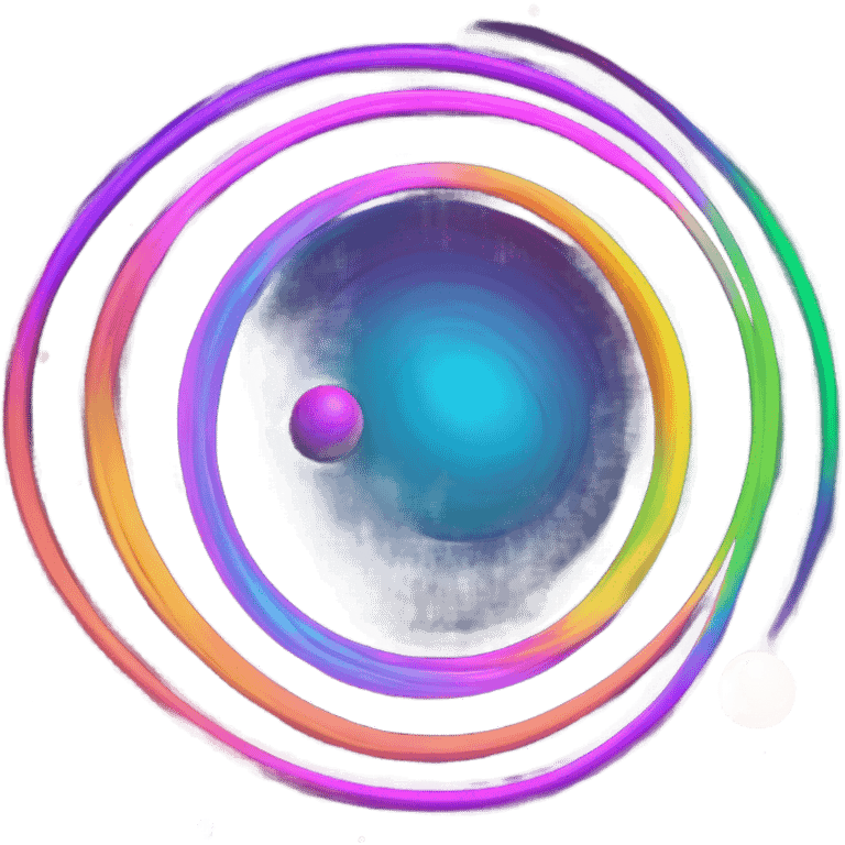 Neon rainbow planet with rings glowing  emoji