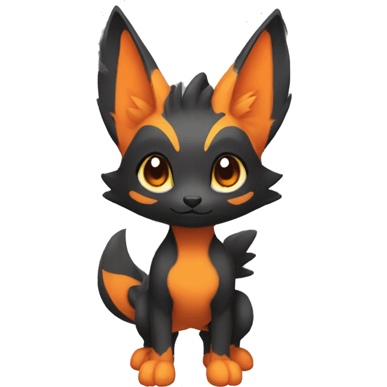 Cute cool black orange animal hybrid Fakemon full body emoji