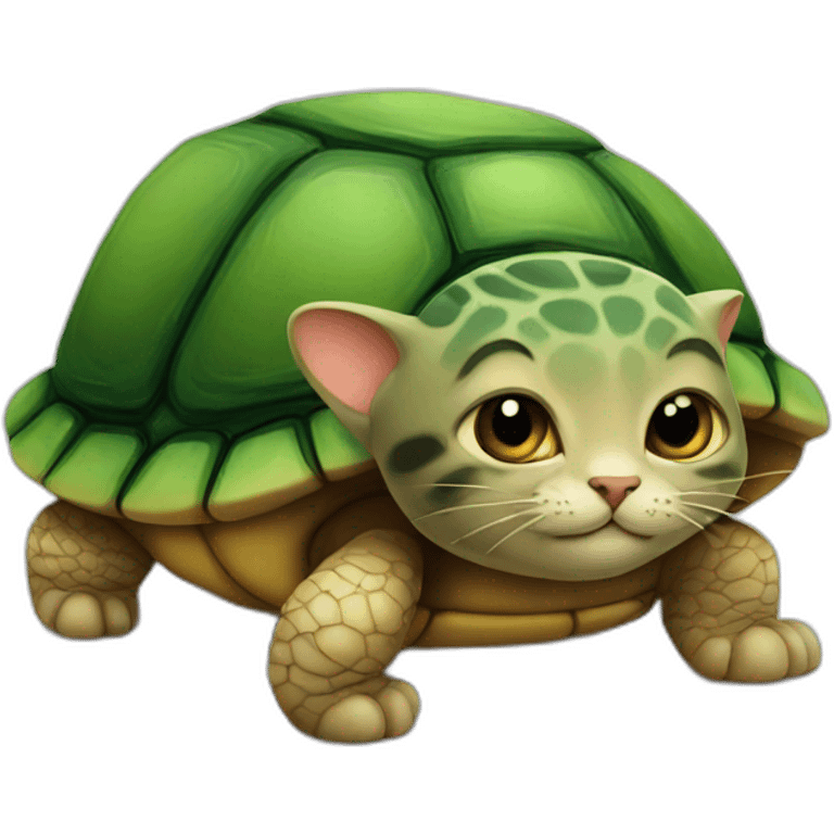 Cat on turtle emoji