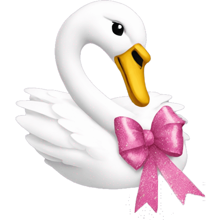 Swan with pink ribbon and glitter emoji