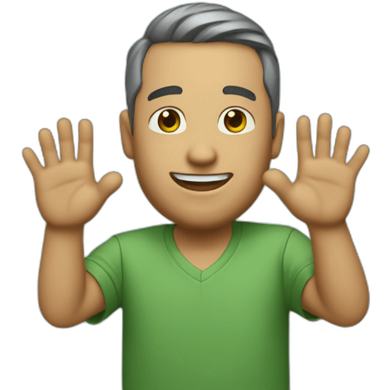 whose husband is waving and wearing green stones on his head emoji