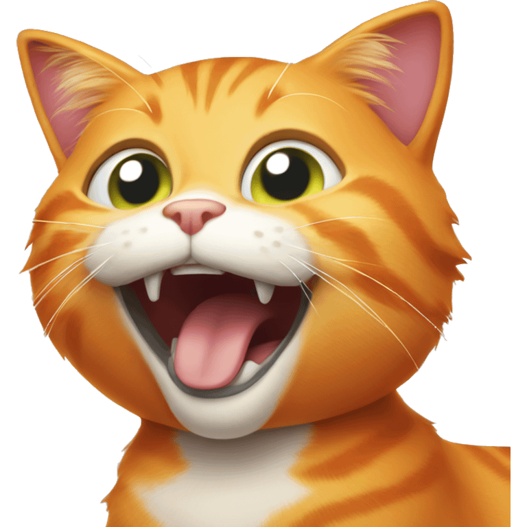 Orange cat is smiling with open mouth  emoji