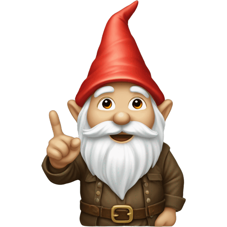 Gnome with the back of his hand in front of him with his finger in the middle pointing up, no index finger emoji