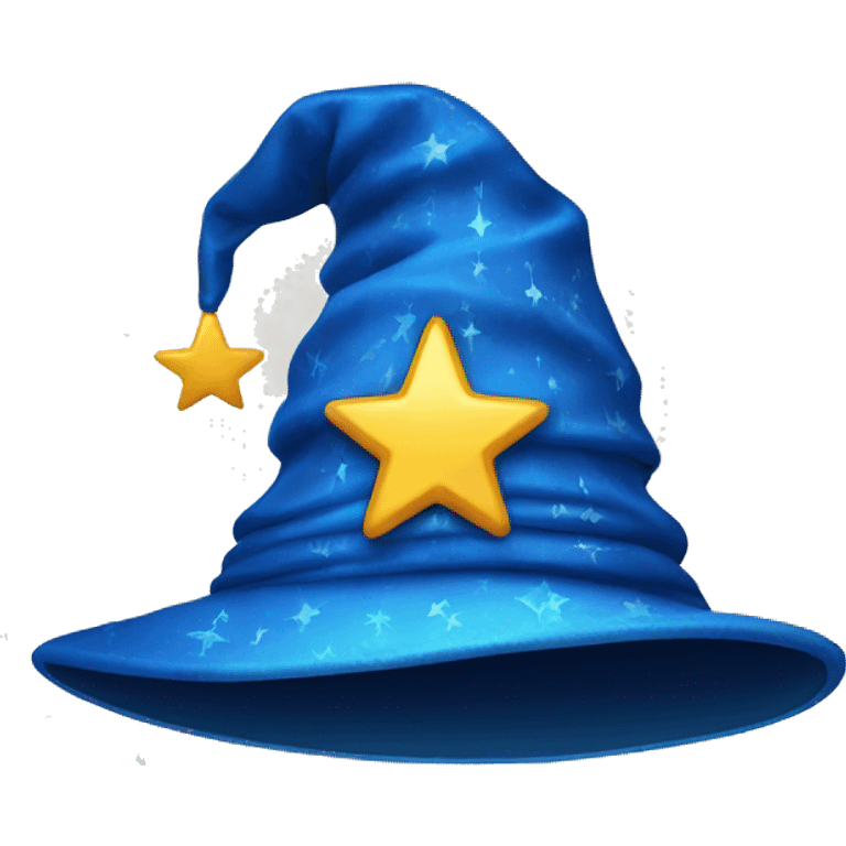 blue wizard hat with star and moon pattern emoji