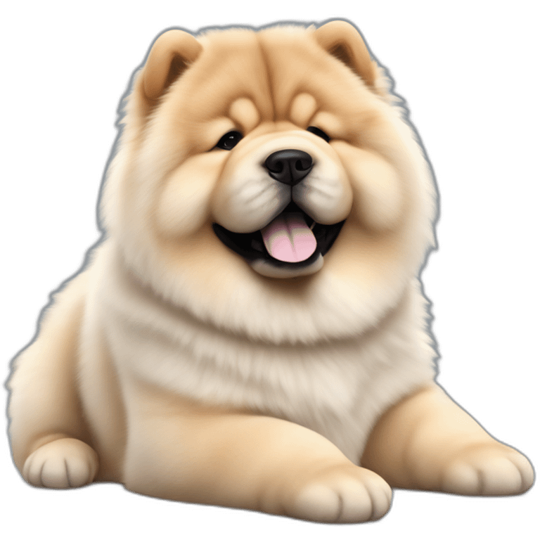 Chow chow white young, moustache on face pup, young cute,furry shiny dog cute, realistic, young,sitting on floor, beautiful picture, 4k, 16k emoji