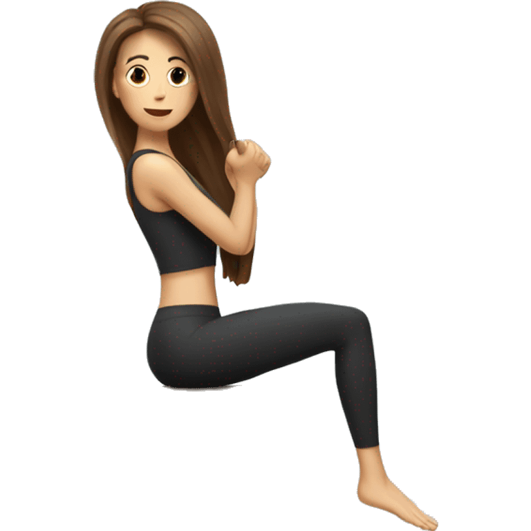 a woman with brown long hair making pilates exercises on a machine emoji