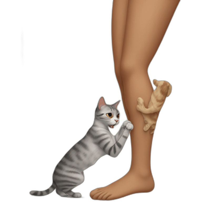 cat scraching human leg emoji