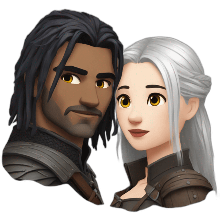 The witcher with Enifer romantic  emoji