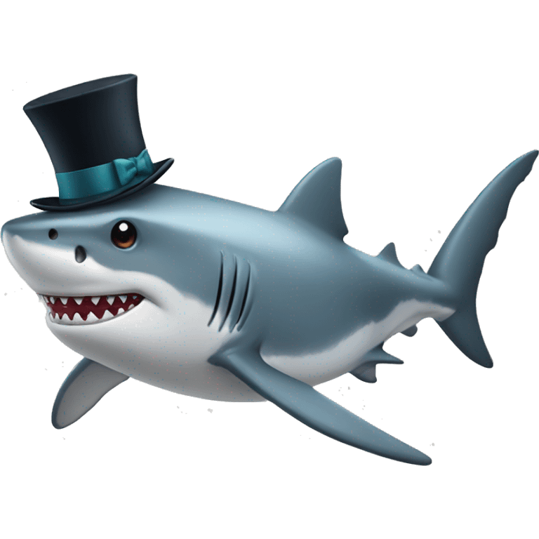 Shark with a top hat emoji