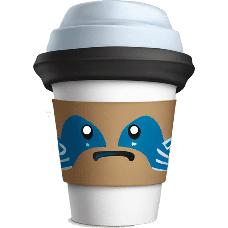 Starbucks coffee cup with a blue hat emoji