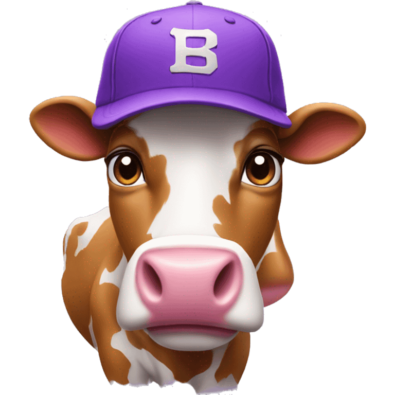 purple cow wearing a baseball hat emoji