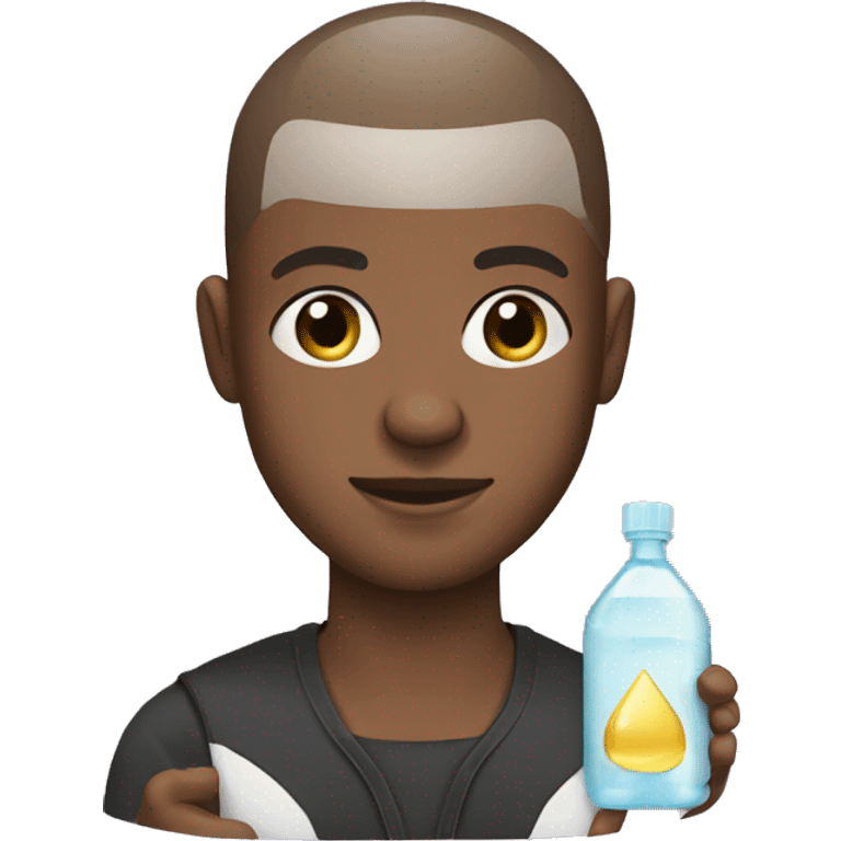 Black guy with buzz cut holding baby oil emoji