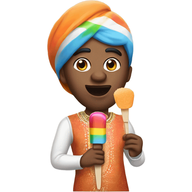 Indian man drag queen eating a popsicle  emoji